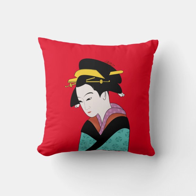 niedliche Kunst von Geisha Kimono Kissen (Vorderseite)