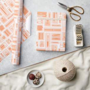 Niedliche Kunstelemente Peach Orange Muster kreati Geschenkpapier