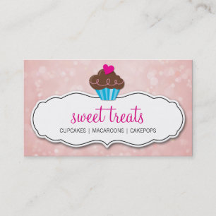 NIEDLICHE KUPCAKE KNOCHENMUSTER Pink Coral Visitenkarte