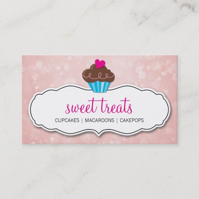 NIEDLICHE KUPCAKE KNOCHENMUSTER Pink Coral Visitenkarte (Vorderseite)