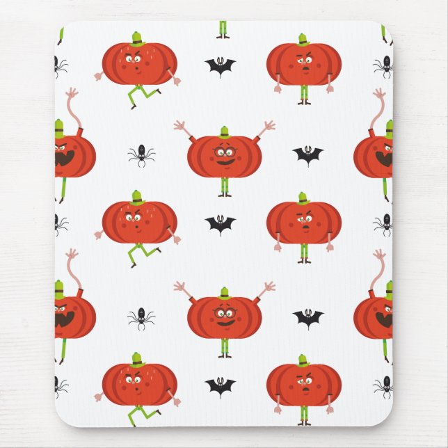 Niedliche Kürbis, Spinne und Fledermausmuster Mousepad (Vorne)