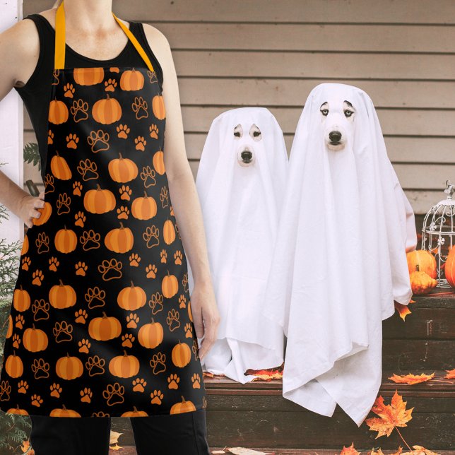 Niedliche Kürbis und Paws Halloween Schürze (Pumpkins and Paws apron for a cute Spooky Season.)