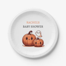 Niedliche Kürbisfallen Halloween-Kinderdusche Pappteller