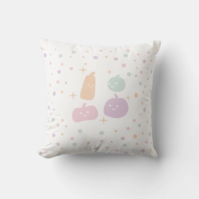 Niedliche Kürbisfreunde mit Pastel Confetti Kissen (Vorderseite)
