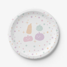 Niedliche Kürbisfreunde mit Pastel Confetti Pappteller