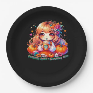 Niedliche Kürbisgewürze und alles Gute für Aufkleb Pappteller