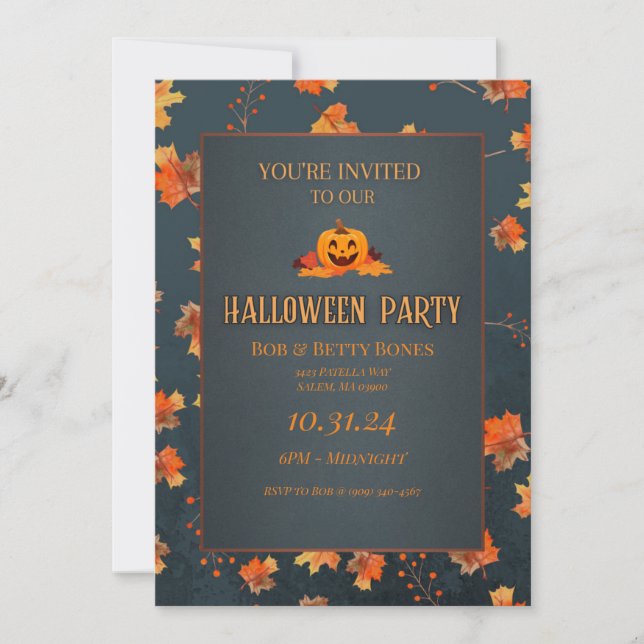 Niedliche KürbisHalloween-Einladung zweiseitig Einladung (Vorderseite)