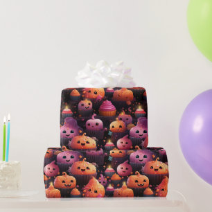 niedliche Kürbiskuchen-Kuchen-Muster Kinder hallow Geschenkpapier