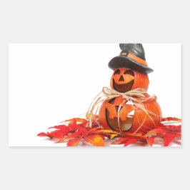 Niedliche Kürbislaterne Happy Halloween Rechteckiger Aufkleber