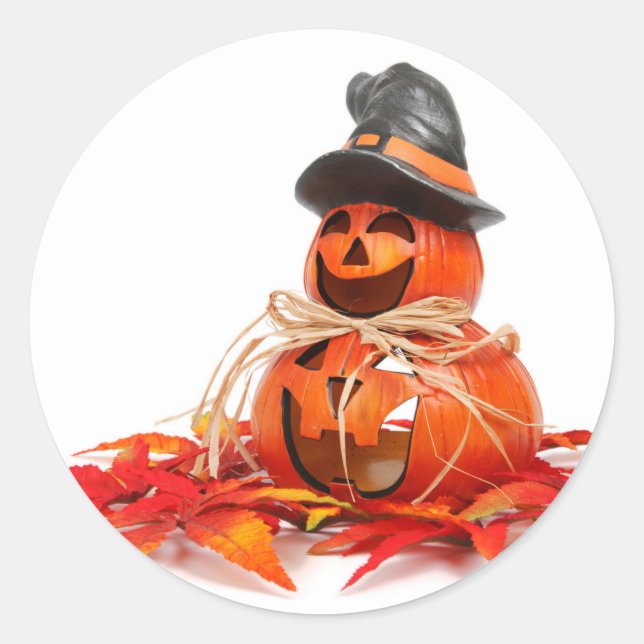 Niedliche Kürbislaterne Happy Halloween Runder Aufkleber (Vorderseite)