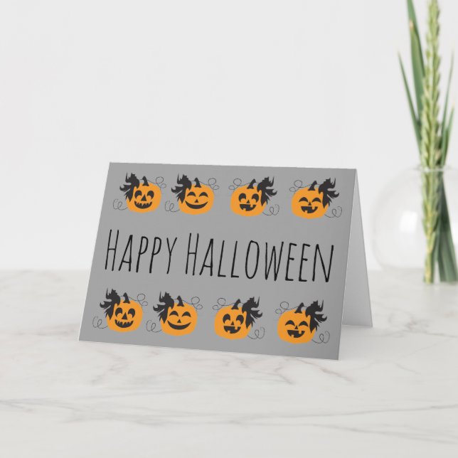 Niedliche Kürbislaterne Pumpkin Orange Boarder Karte (Vorderseite)