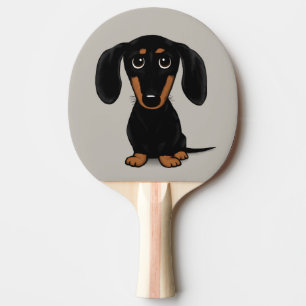 Niedliche Kurze Haarbolder-Dackel Tischtennis Schläger
