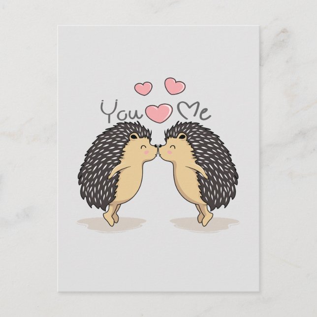 Niedliche Küssen Igel Postkarte (Vorderseite)