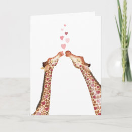 Niedliche Küssen von Giraffen Valentinstag-Karte Karte