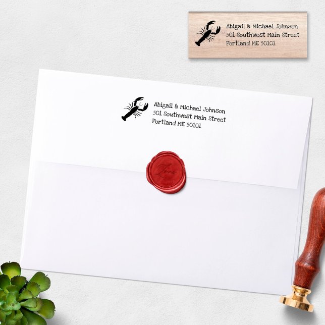 Niedliche Küstenlobster + handgeschriebene Rücksen Gummistempel (Von Creator hochgeladen)