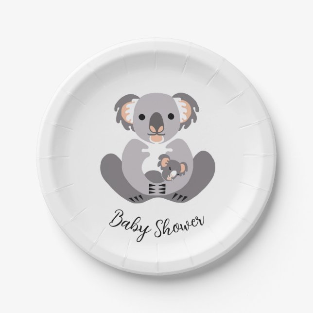 Niedliche Kutte KOALA - Babydusche - Party Pappteller (Vorderseite)