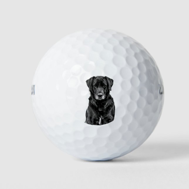 Niedliche Labrador Black Dog Puppy Pet Sketch Golfball (Vorderseite)