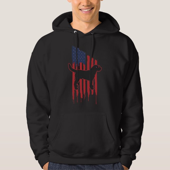 Niedliche Labrador Retriever American Flag Sonnenb Hoodie (Vorderseite)