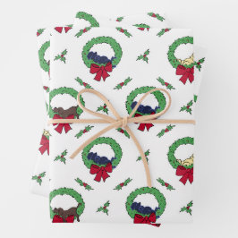 Niedliche Labrador Retriever Welppies Holiday Wrea Geschenkpapier Set