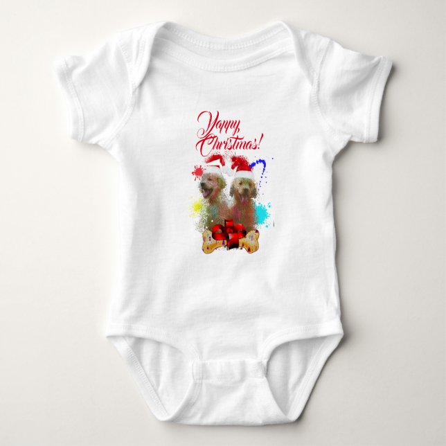 Niedliche Labrador-Welpen Jappy Weihnachten Baby Strampler (Vorderseite)