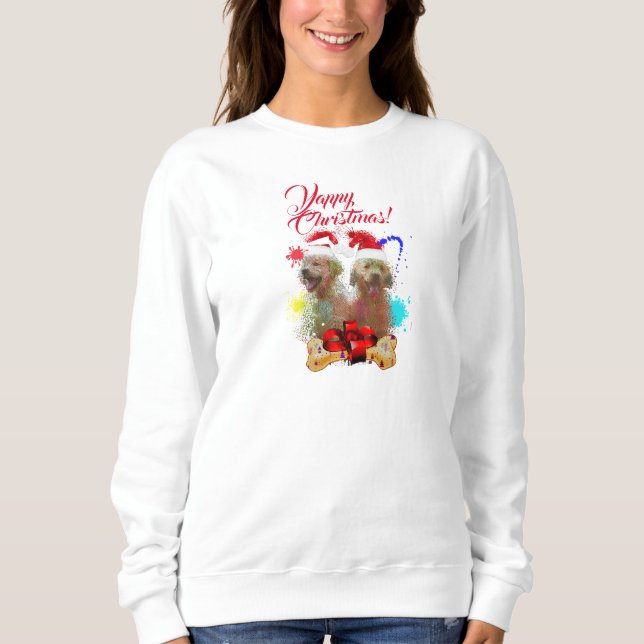 Niedliche Labrador-Welpen Jappy Weihnachten Sweatshirt (Vorderseite)