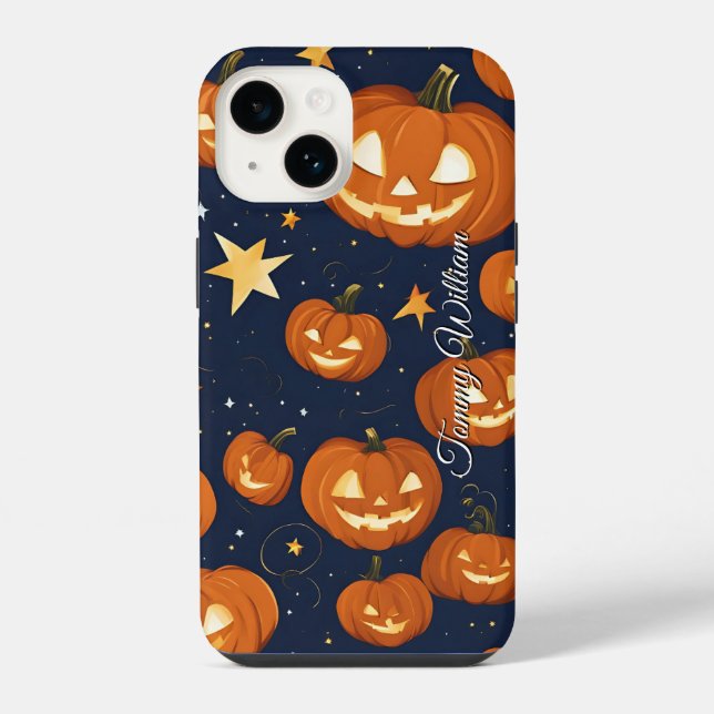 Niedliche lächelnde Kürbis zu Halloween iPhone 14 Hülle (Rückseite)