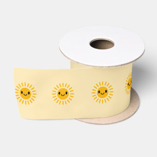 Niedliche lächelnde Sonne Wasserfarbe Boho-Design Satinband