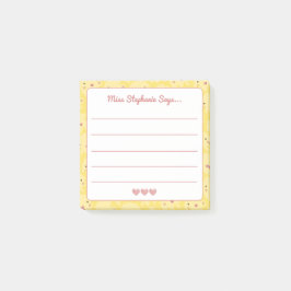 Niedliche Lächelnde Sonnenschein mit dem Namen des Post-it Klebezettel