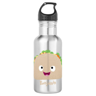 Niedliche Lächelnde Taco-Cartoon-Illustration Edelstahlflasche