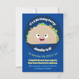 Niedliche Lächelnde Taco-Cartoon-Illustration Einladung