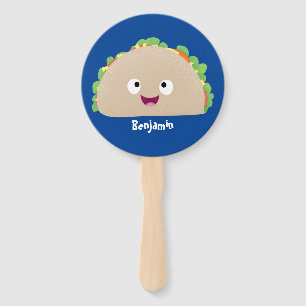 Niedliche Lächelnde Taco-Cartoon-Illustration Fächer