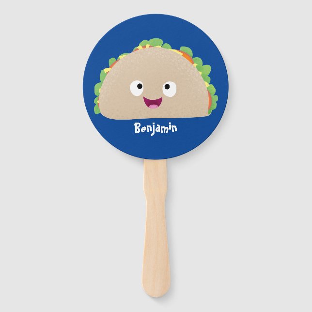 Niedliche Lächelnde Taco-Cartoon-Illustration Fächer (Vorderseite)