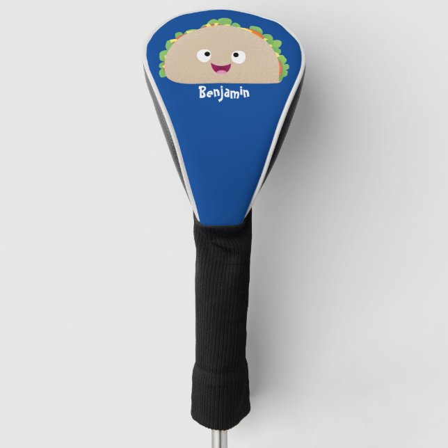 Niedliche Lächelnde Taco-Cartoon-Illustration Golf Headcover (Vorderseite)