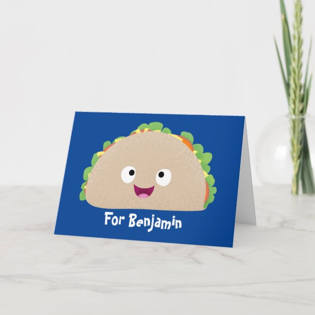 Niedliche Lächelnde Taco-Cartoon-Illustration Karte (Vorderseite)