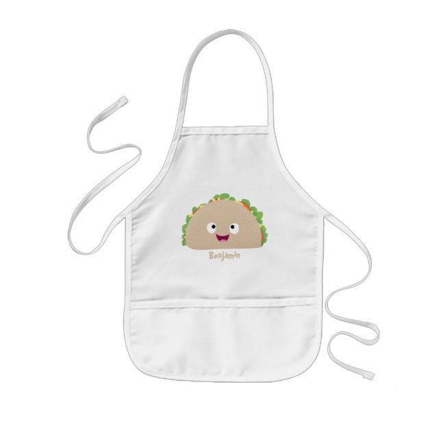 Niedliche Lächelnde Taco-Cartoon-Illustration Kinderschürze (Vorne)
