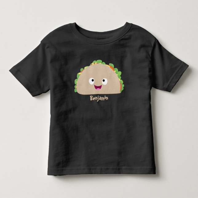 Niedliche Lächelnde Taco-Cartoon-Illustration Kleinkind T-shirt (Vorderseite)