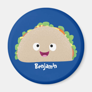 Niedliche Lächelnde Taco-Cartoon-Illustration Magnet