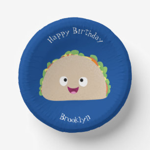 Niedliche Lächelnde Taco-Cartoon-Illustration Pappteller