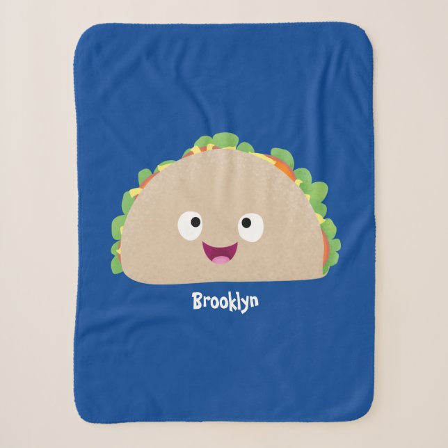 Niedliche Lächelnde Taco-Cartoon-Illustration Sherpadecke (Vorderseite)