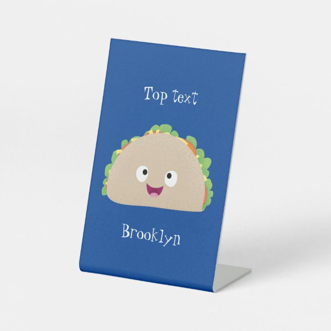 Niedliche Lächelnde Taco-Cartoon-Illustration Sockelschild (Vorderseite)