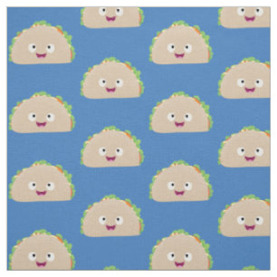 Niedliche Lächelnde Taco-Cartoon-Illustration Stoff