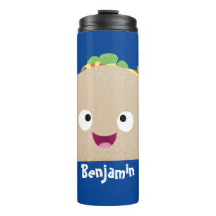 Niedliche Lächelnde Taco-Cartoon-Illustration Thermosbecher