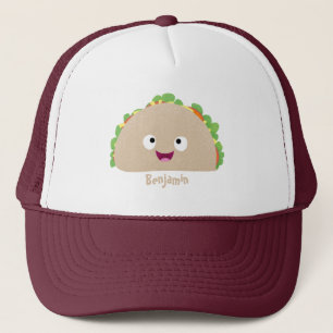 Niedliche Lächelnde Taco-Cartoon-Illustration Truckerkappe