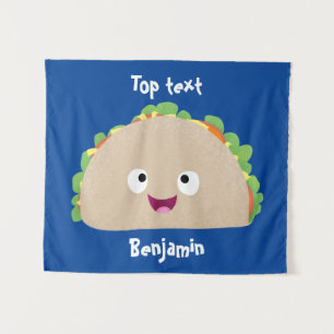 Niedliche Lächelnde Taco-Cartoon-Illustration Wandteppich