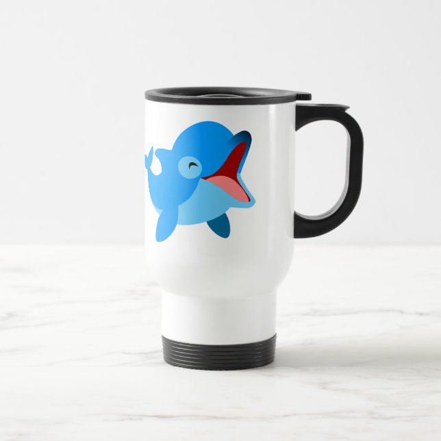 Niedliche Lachen Cartoon Dolphin Travel Mug Reisebecher (Rechts)