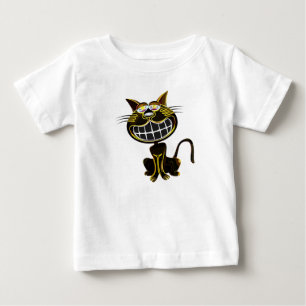 NIEDLICHE LACHTUNG, SCHWARZ UND HELL GELB, CAT BABY T-SHIRT