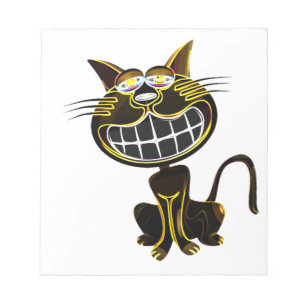 NIEDLICHE LACHTUNG, SCHWARZ UND HELL GELB, CAT NOTIZBLOCK