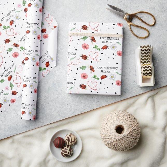 Niedliche Lady Bugs Geschenke Geschenkpapier (Kunsthandwerk)