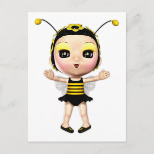 Niedliche Lady Bumblebee Fairy Doll 2 Postkarte