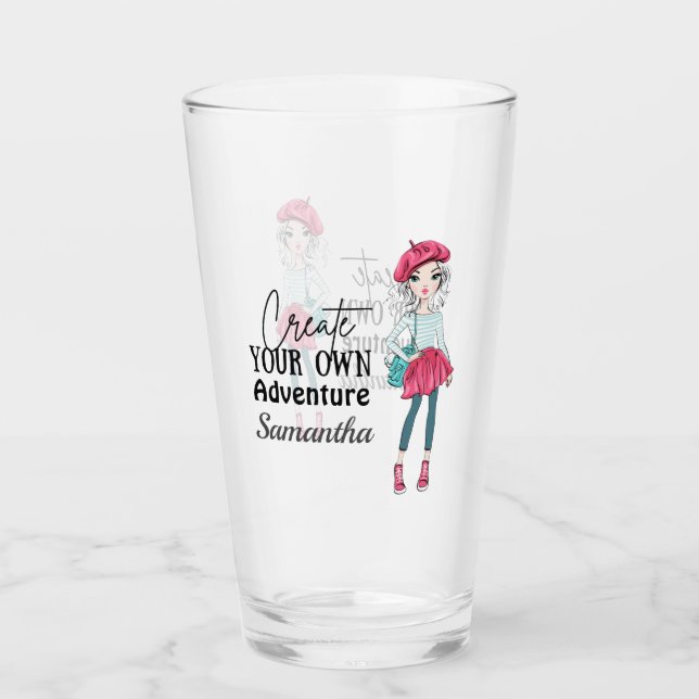 Niedliche Lady | Erstellen Sie Ihre eigenen | Pers Glas (Vorderseite)